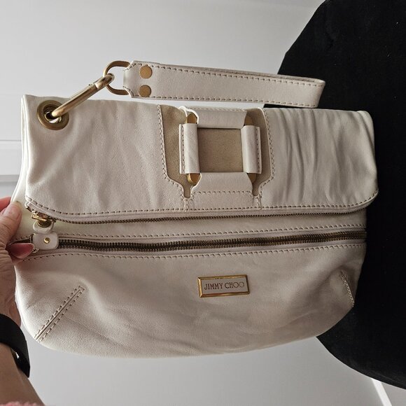 Jimmy Choo White Clutch with Gold Accents - Picture 7 of 16